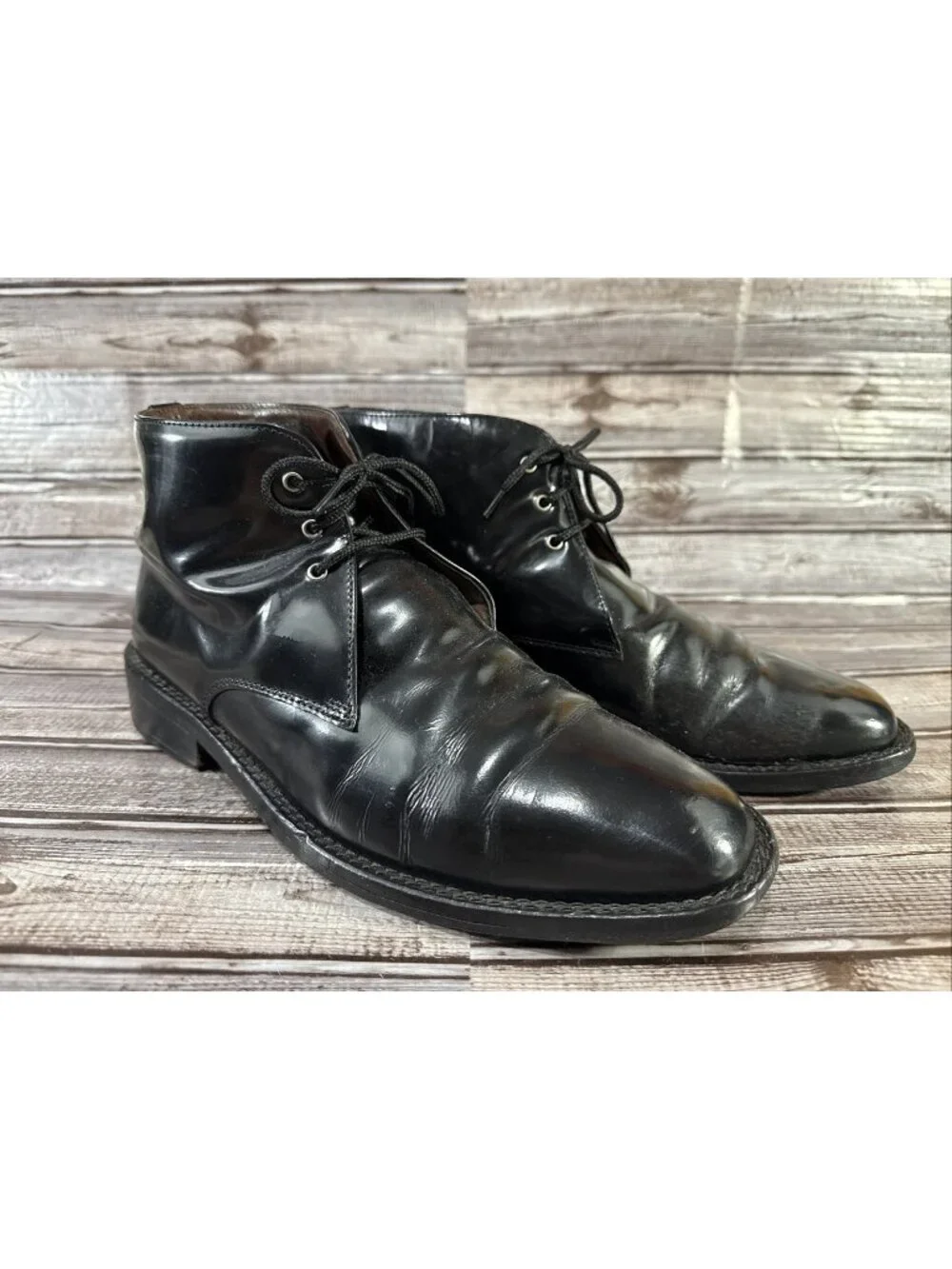 Church's Prima Clases Chucka Patent Leather Boots Size 12 M Color Black Vintage